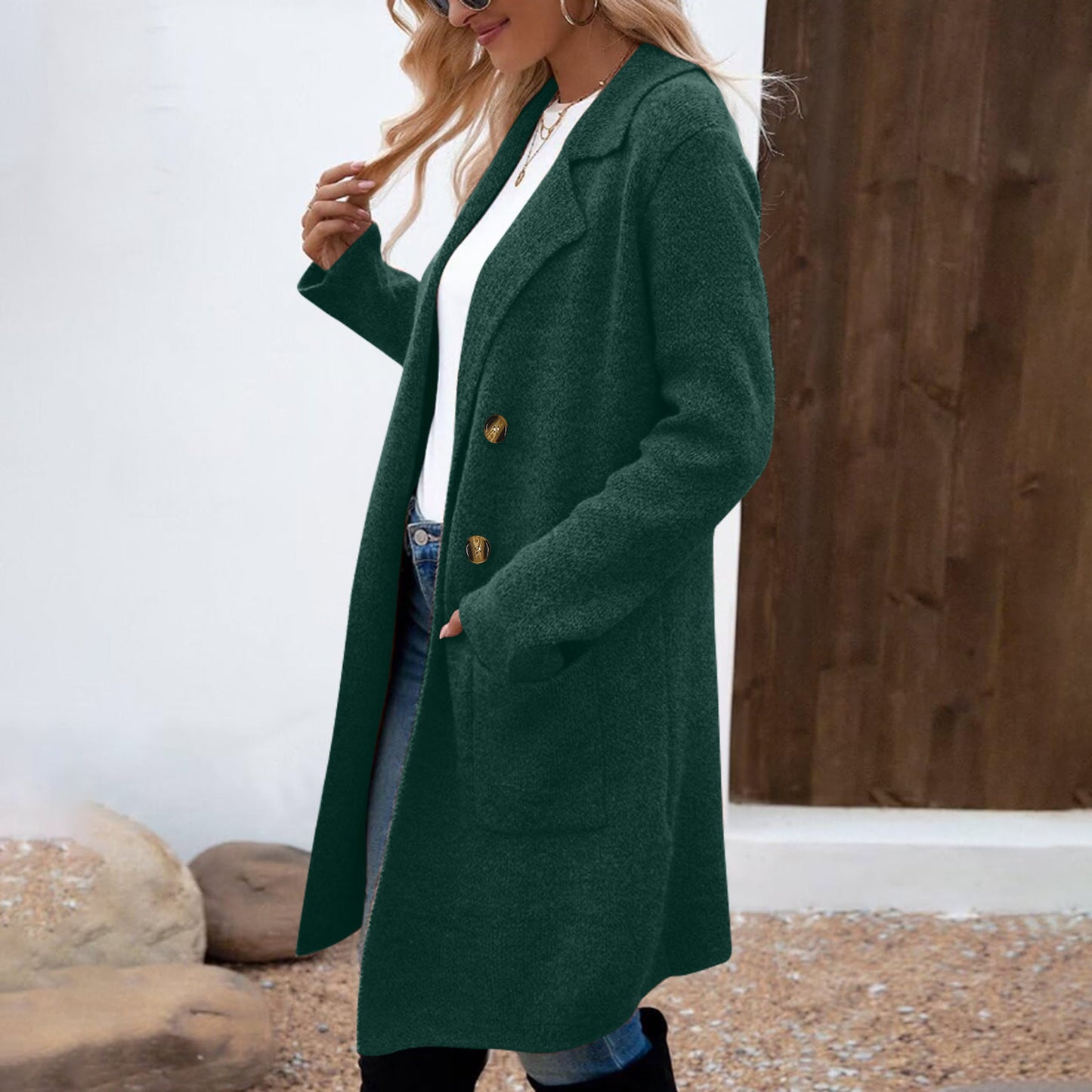 Manteau Veste Mi-Long en Laine