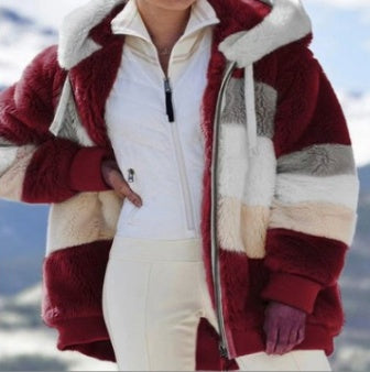 Veste à Capuche Multicolore en Peluche