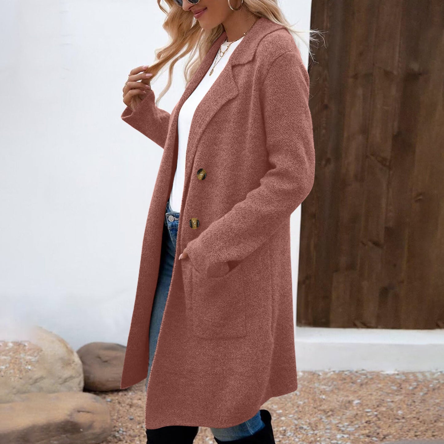 Manteau Veste Mi-Long en Laine