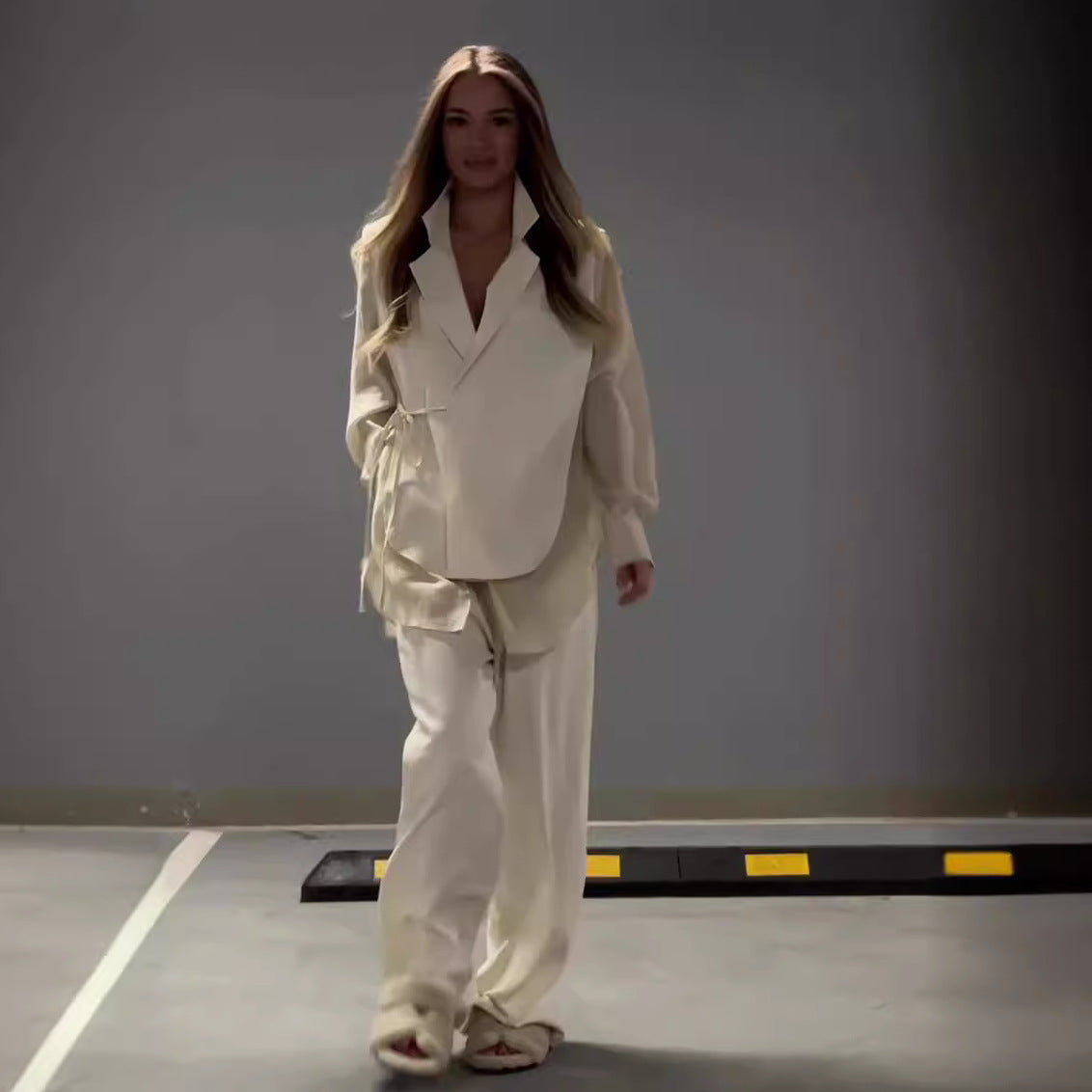 Ensemble Élégant en Chiffon Patchwork