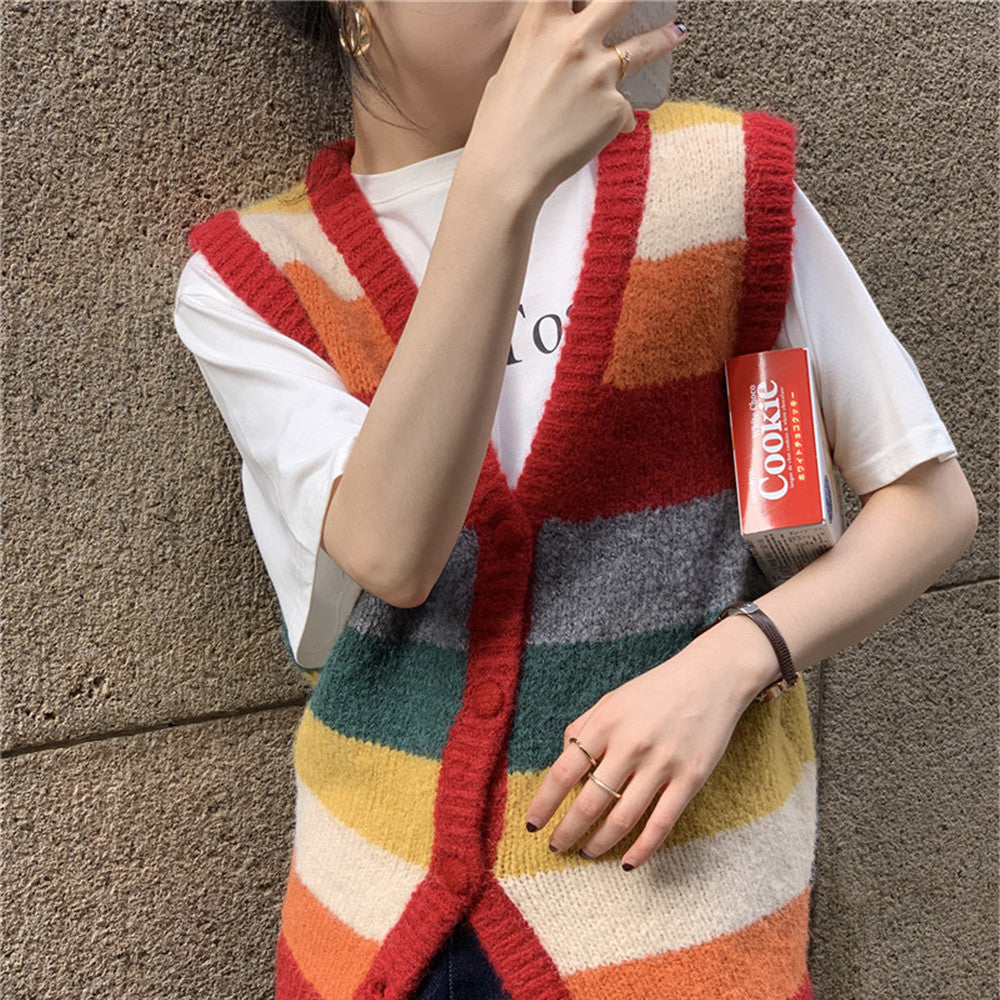 Cardigan Tricoté Arc-en-Ciel