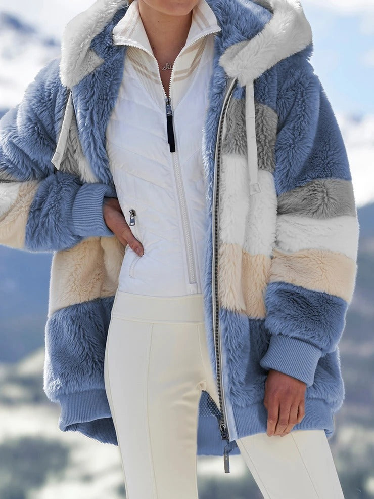 Veste à Capuche Multicolore en Peluche