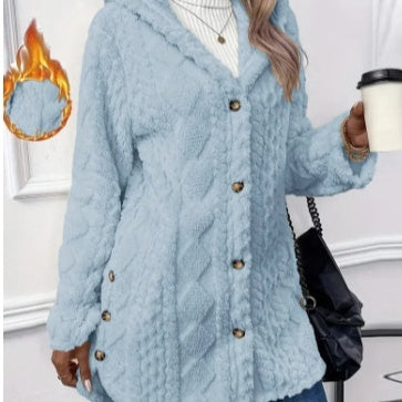 Manteau Long à Boutons et Capuche