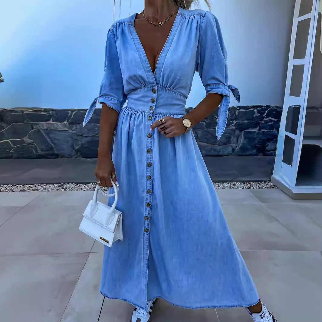 Robe en Jean Col V Sexy & Tendance
