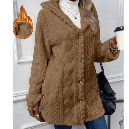 Manteau Long à Boutons et Capuche