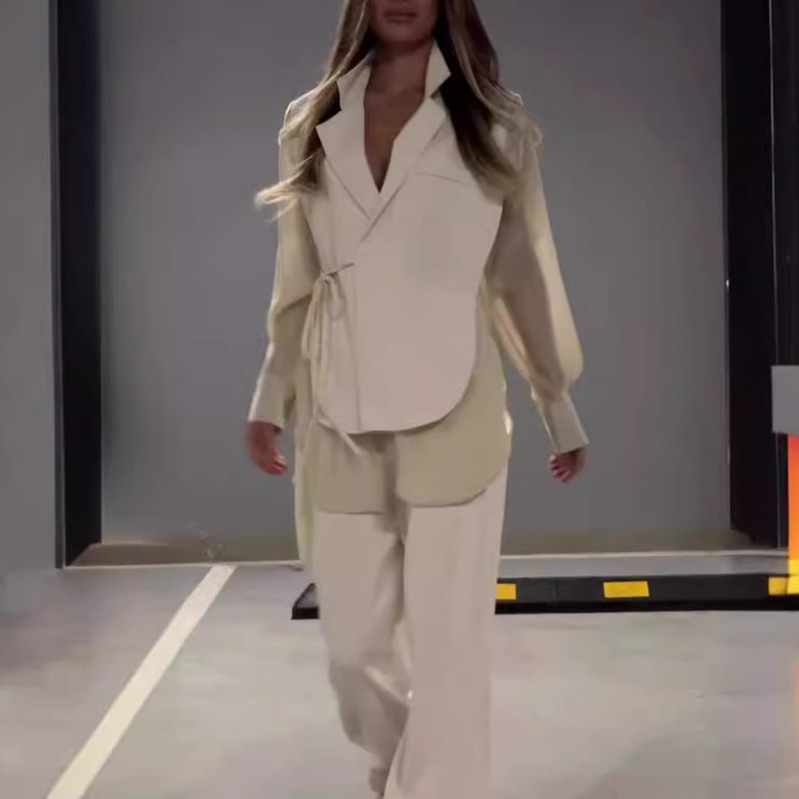 Ensemble Élégant en Chiffon Patchwork