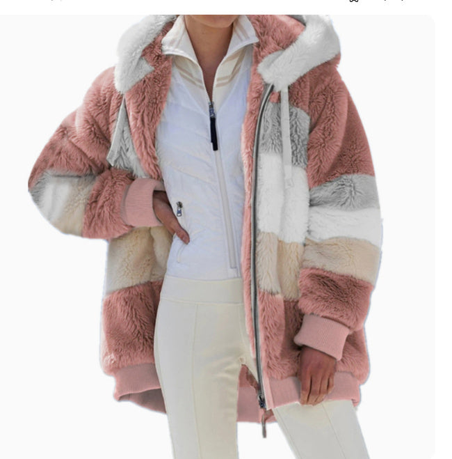 Veste à Capuche Multicolore en Peluche