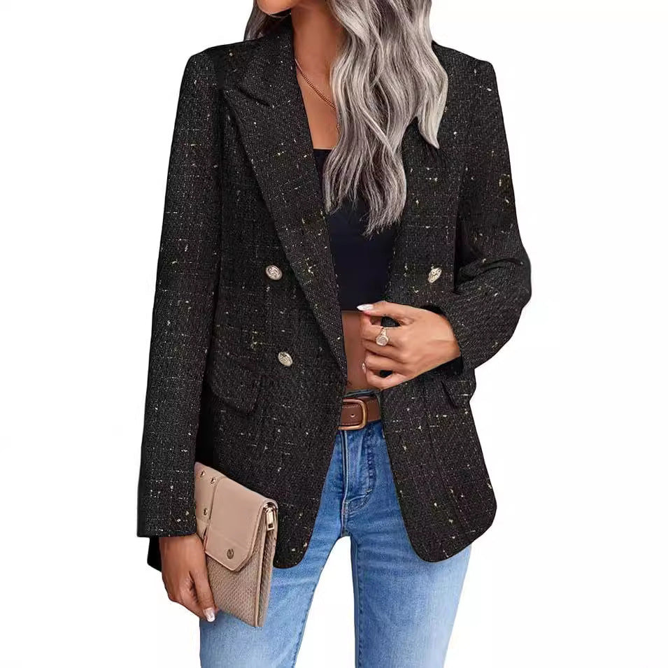 Blazer Élégant en Tweed avec Poches Stylées