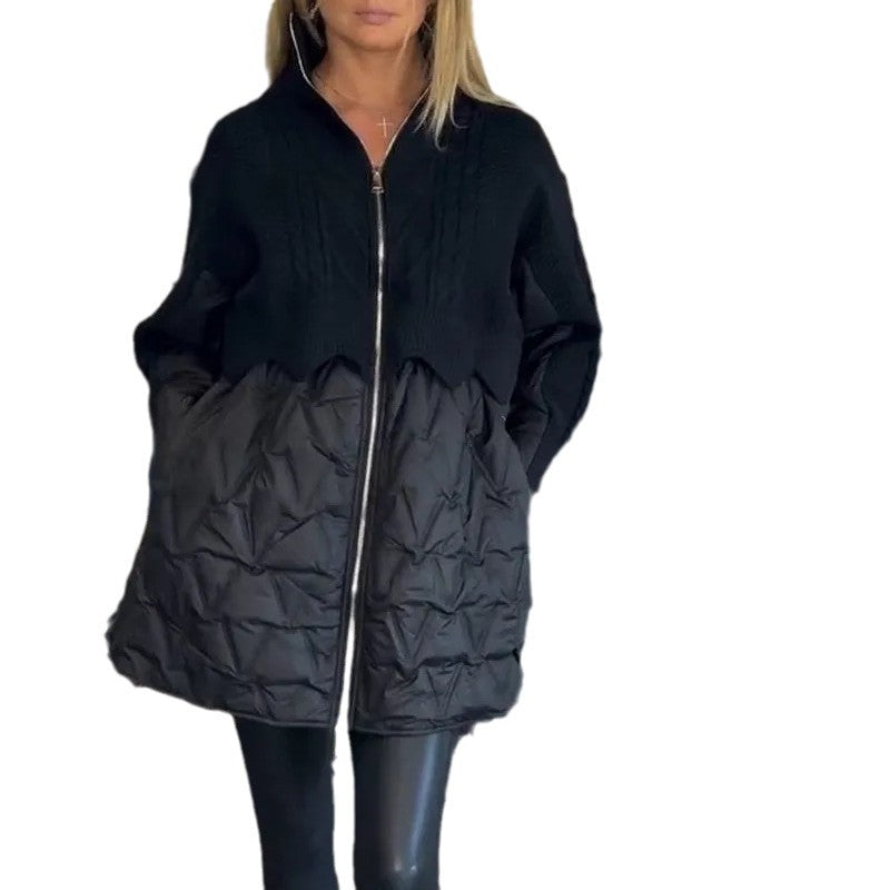 Veste mi-longue en Laine et Coton Matelassé
