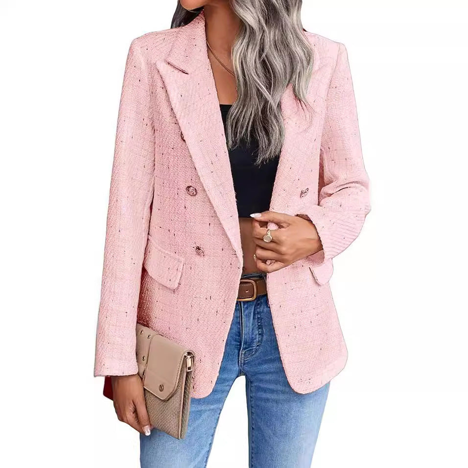 Blazer Élégant en Tweed avec Poches Stylées