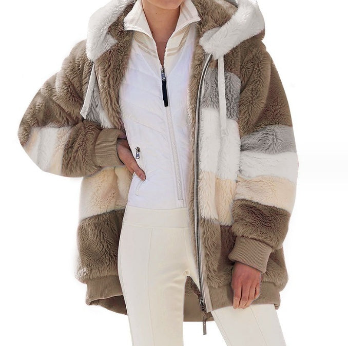 Veste à Capuche Multicolore en Peluche