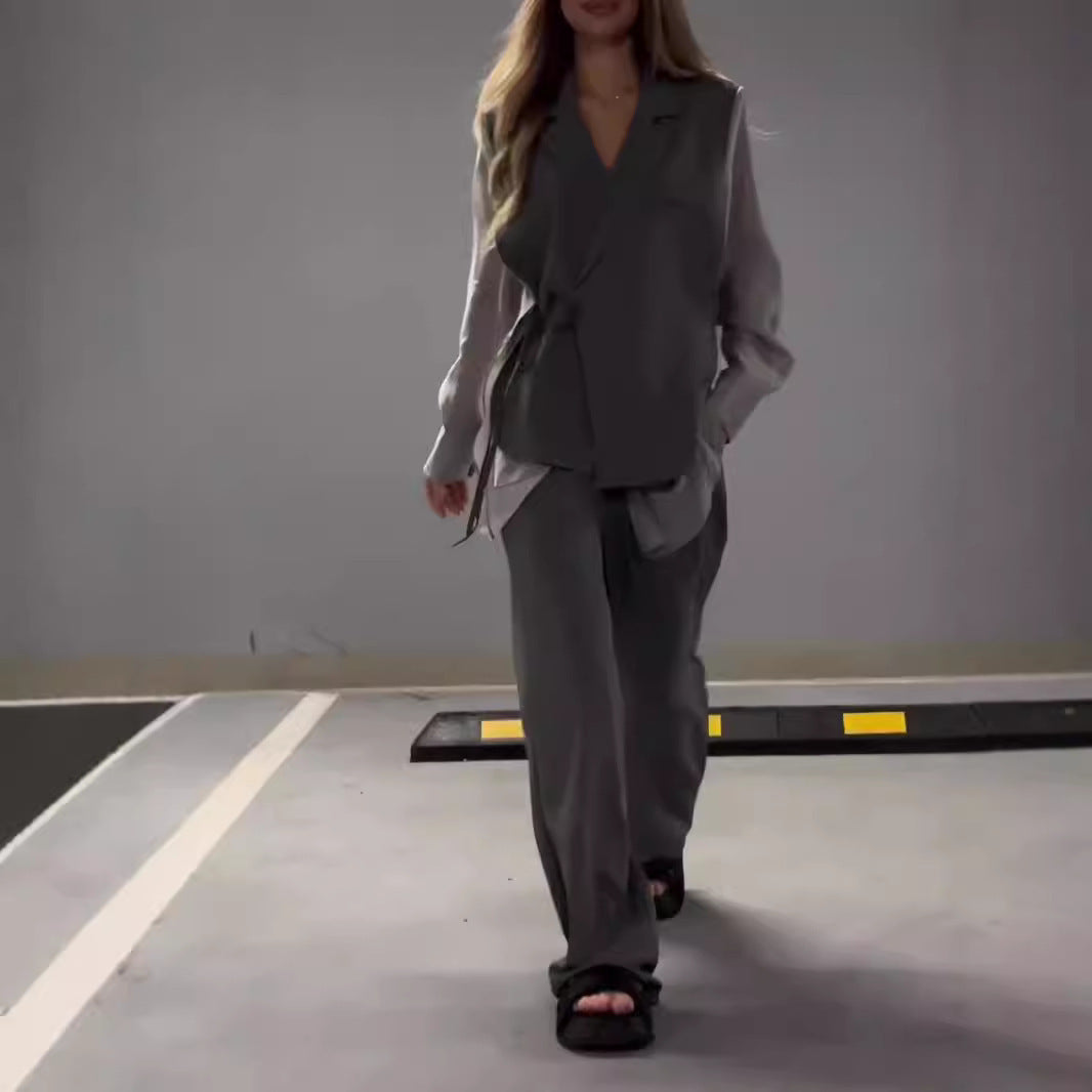 Ensemble Élégant en Chiffon Patchwork