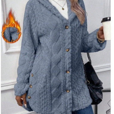 Manteau Long à Boutons et Capuche