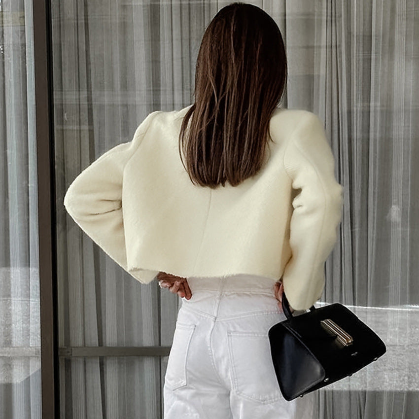 Manteau Court Tendance Femme à Manches Longues