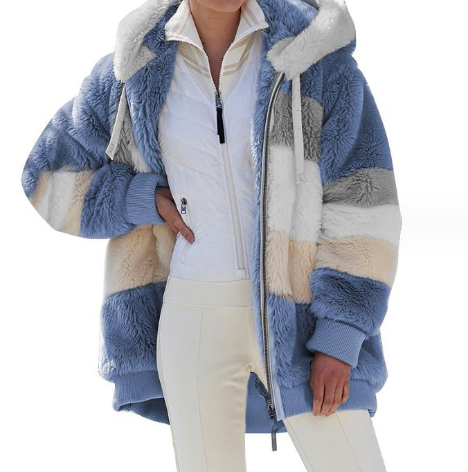 Veste à Capuche Multicolore en Peluche