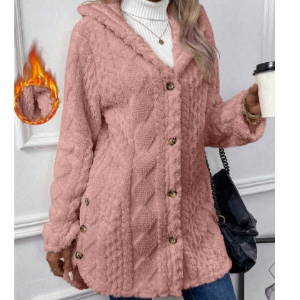 Manteau Long à Boutons et Capuche