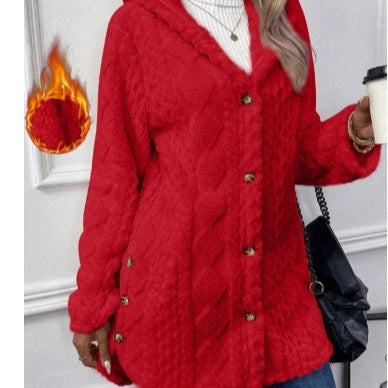 Manteau Long à Boutons et Capuche