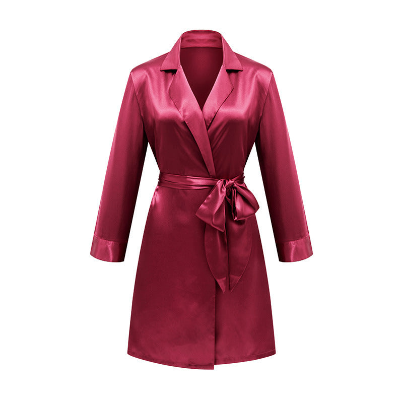 Peignoir en Satin Français avec Lacets