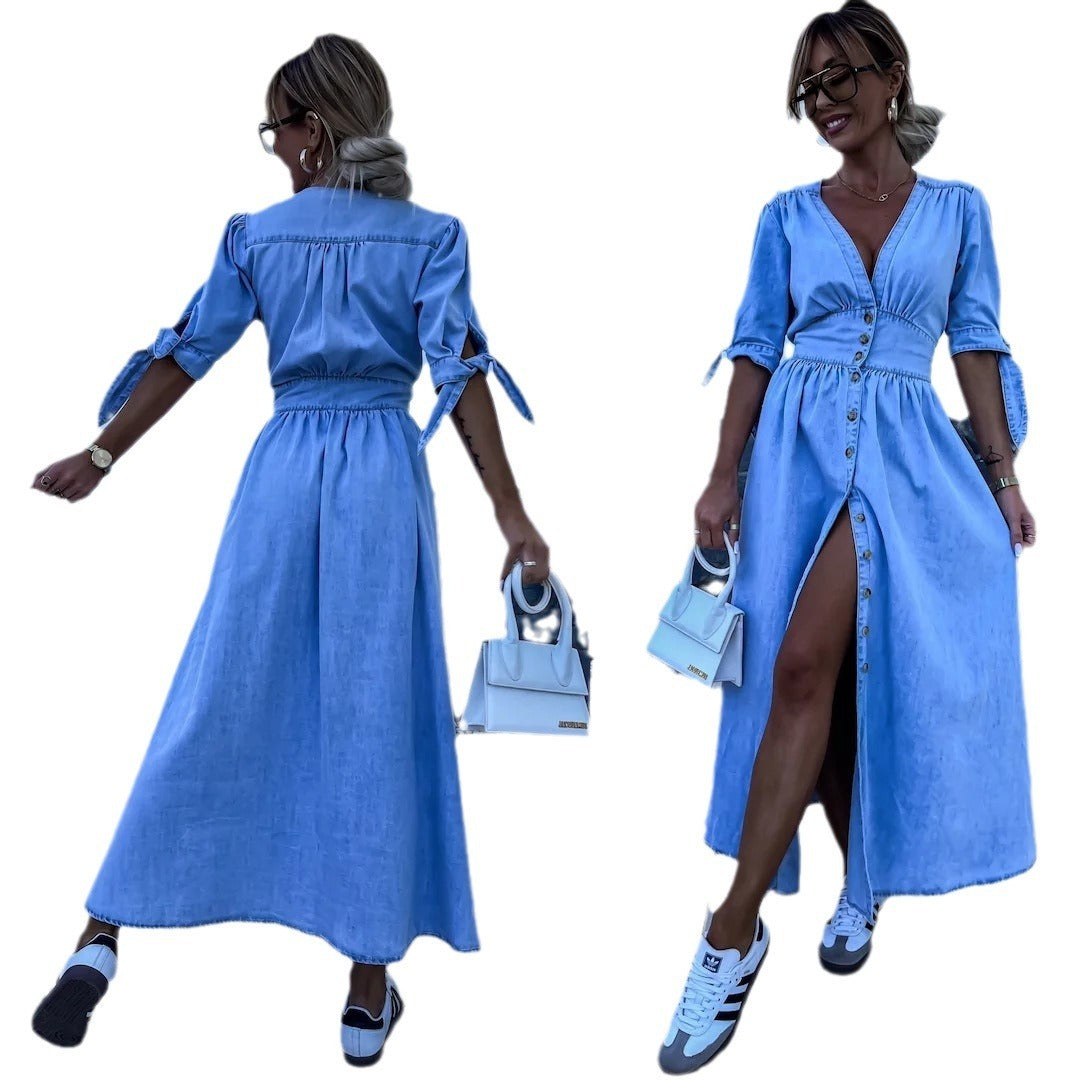 Robe en Jean Col V Sexy & Tendance
