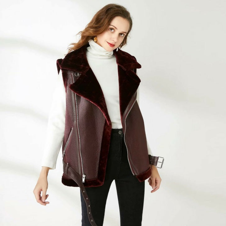 Veste Courte Épaissie avec Col en Fourrure