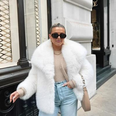 Manteau Femme en Fausse Fourrure à Grand Col