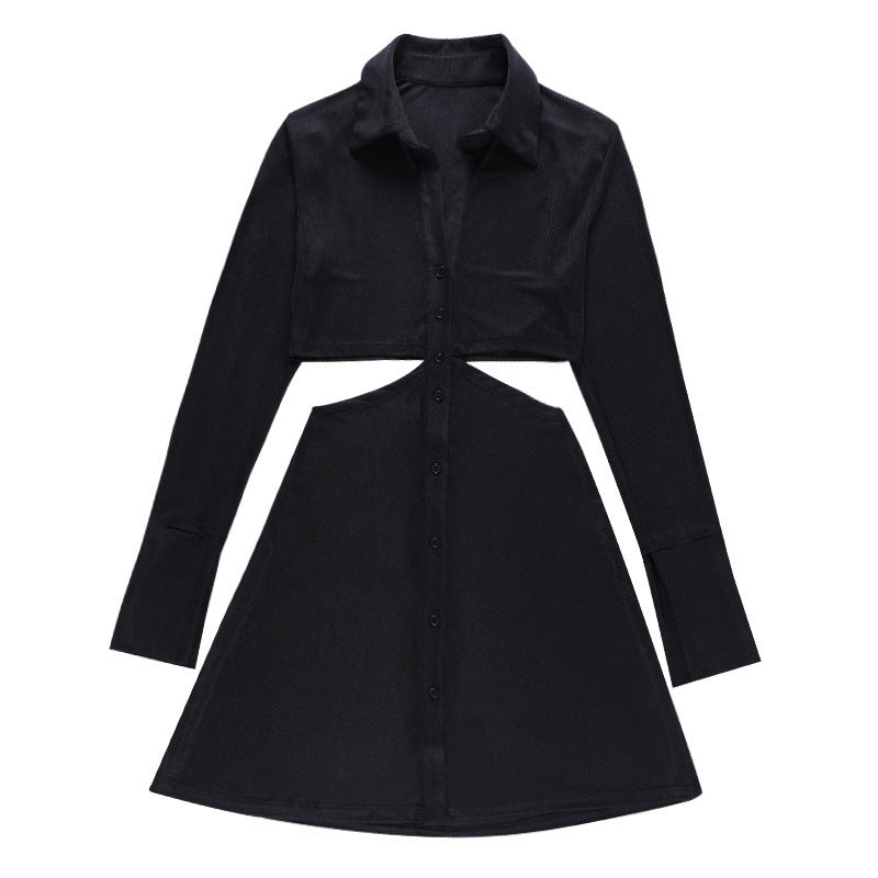 Robe Chemise Cintrée à Détails Ajourés