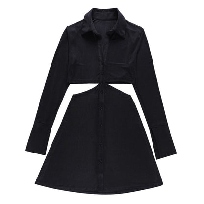 Robe Chemise Cintrée à Détails Ajourés