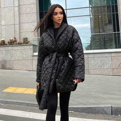 Manteau Matelassé Cintré à Carreaux