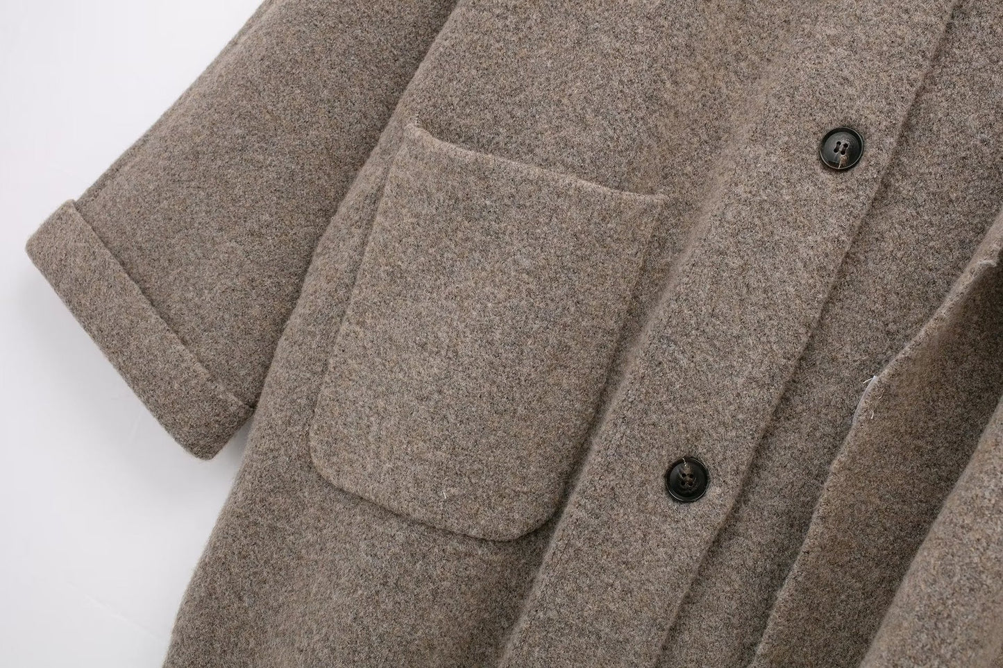 Manteau Midi en Laine Tricotée avec Cape et Écharpe