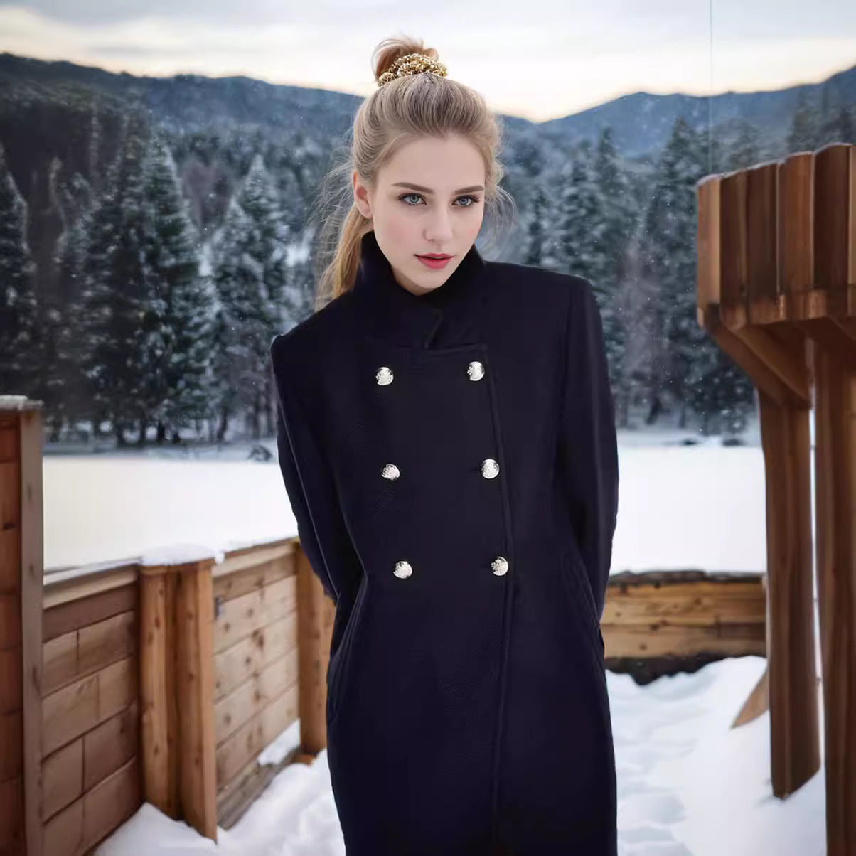 Manteau en laine élégant et ajusté pour femme