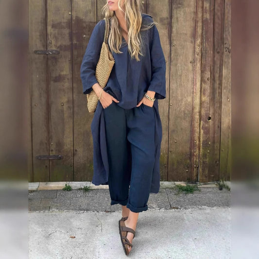 Ensemble Loose Col V avec Poches