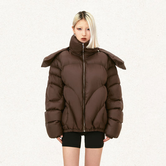 Manteau Matelassé Épais à Col Amovible pour Femme