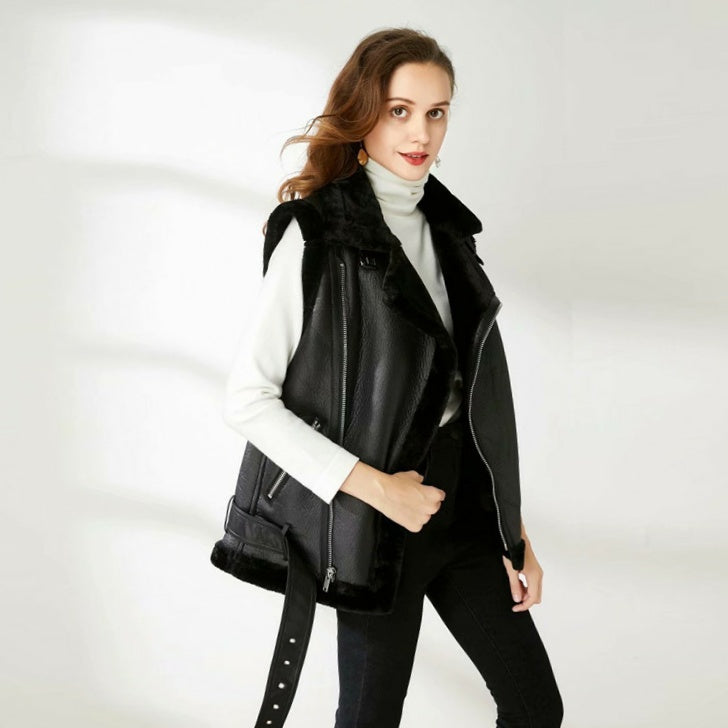 Veste Courte Épaissie avec Col en Fourrure