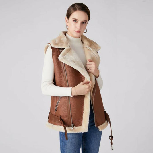 Veste Courte Épaissie avec Col en Fourrure
