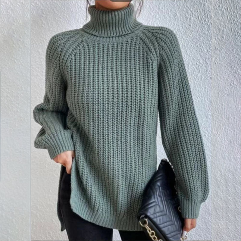 Pull Col Roulé avec Détail Fendu pour Femme