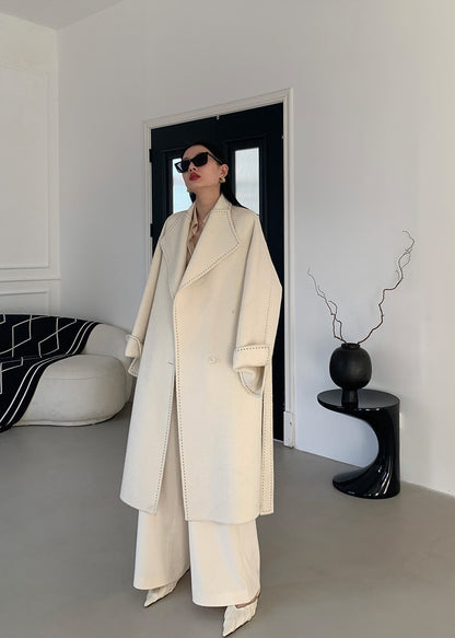 Manteau Long en Laine Ceinturé