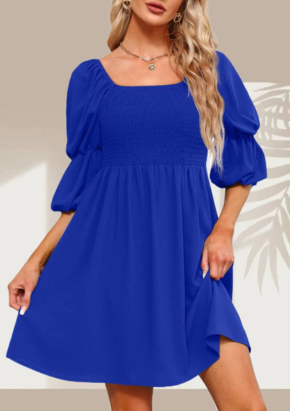 Robe à Manches Bouffantes et Motif Floral