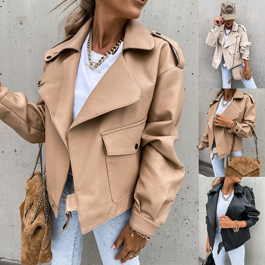 Veste Longue en Cuir PU pour Femme