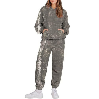 “Ensemble Sport Femme à Capuche Camouflage Feuilles