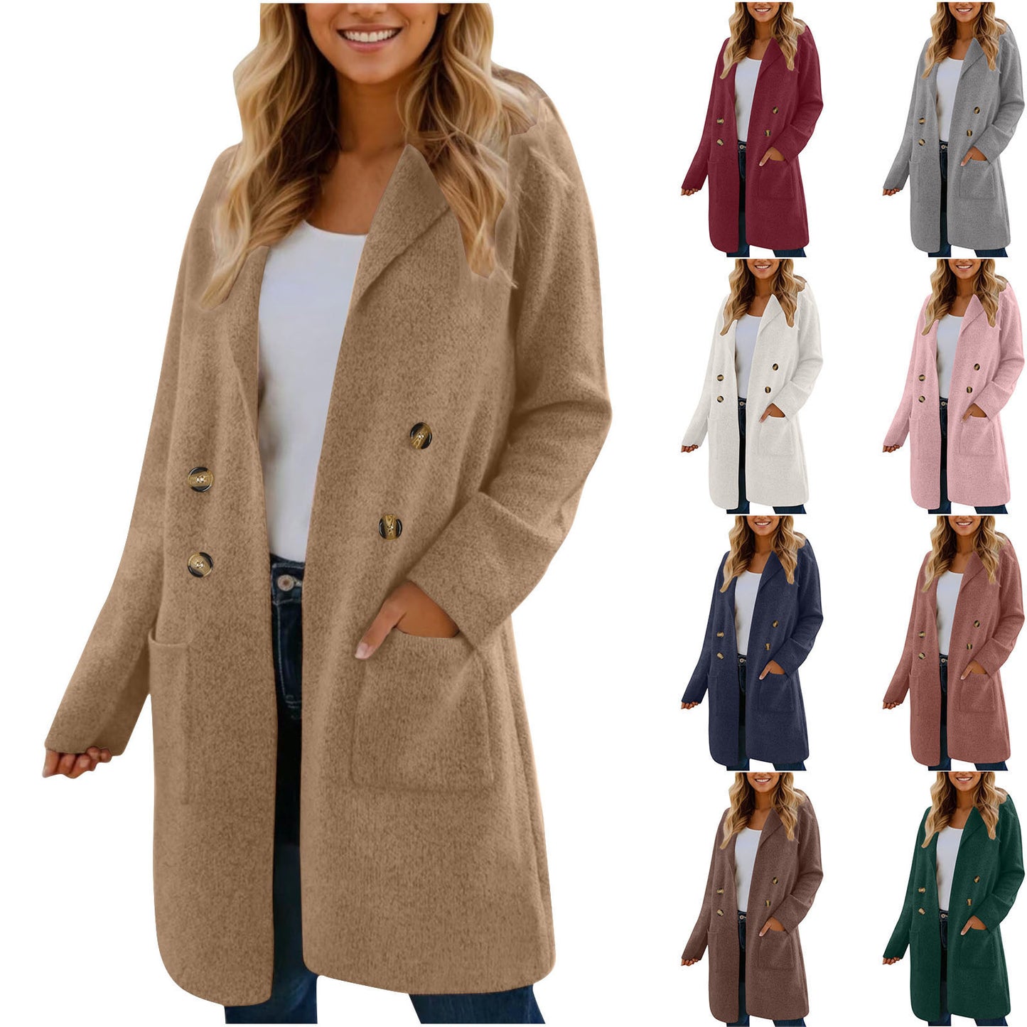 Manteau Veste Mi-Long en Laine