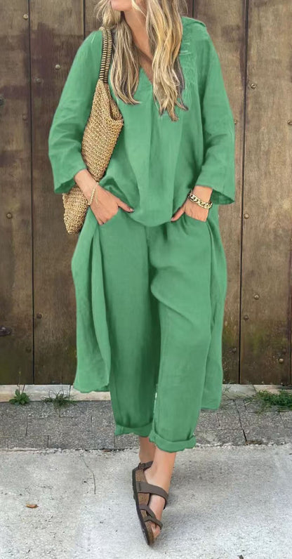 Ensemble Loose Col V avec Poches