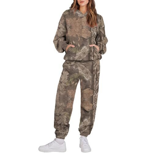 “Ensemble Sport Femme à Capuche Camouflage Feuilles