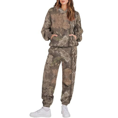 “Ensemble Sport Femme à Capuche Camouflage Feuilles