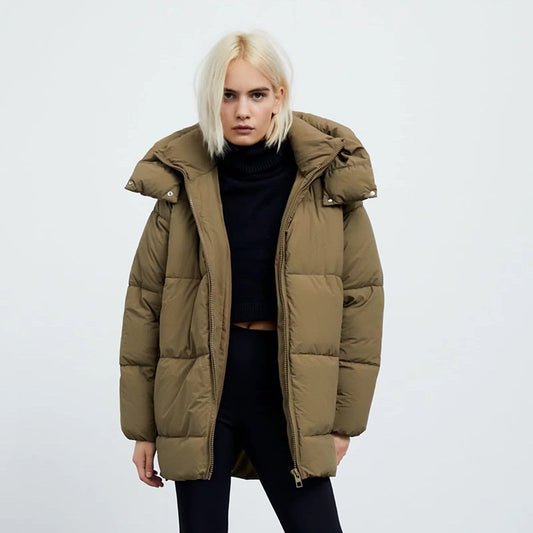 Veste Matelassée Simple à Capuche Style Européen et Américain