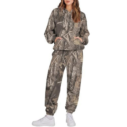 “Ensemble Sport Femme à Capuche Camouflage Feuilles