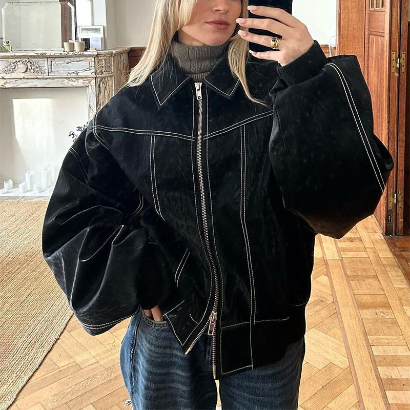 Veste Zippée Style Biker – Élégance et Audace
