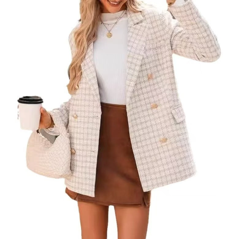 Blazer Élégant en Tweed avec Poches Stylées