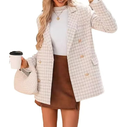 Blazer Élégant en Tweed avec Poches Stylées