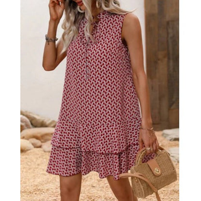 Robe Boho Imprimée à Col V et Lacets