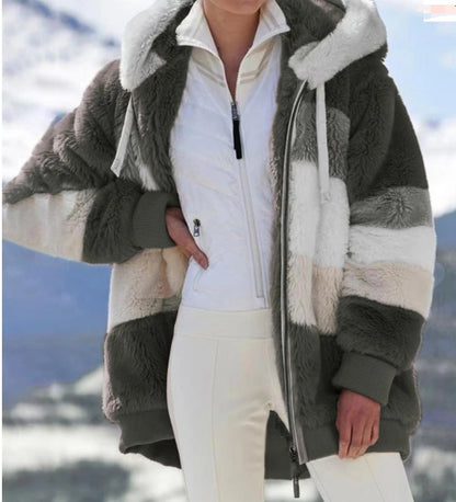Veste à Capuche Multicolore en Peluche